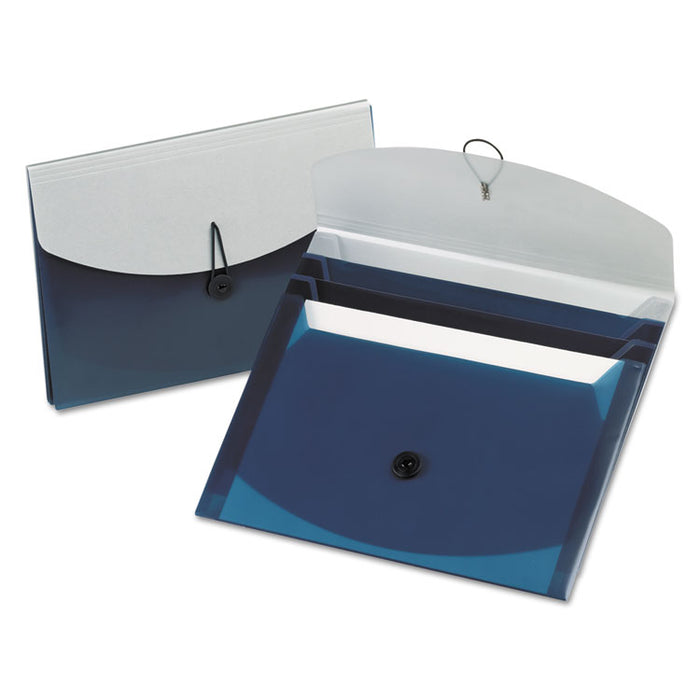 Four-Pocket Poly Slide File, 4 Sections, Letter Size, Blue/Silver