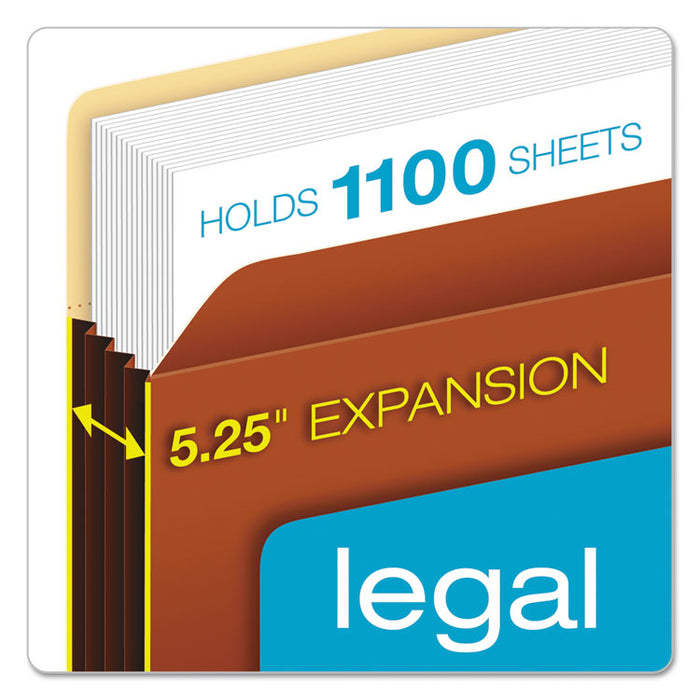 File Pocket w/ Tyvek, 5.25" Expansion, Legal Size, Redrope, 10/Box