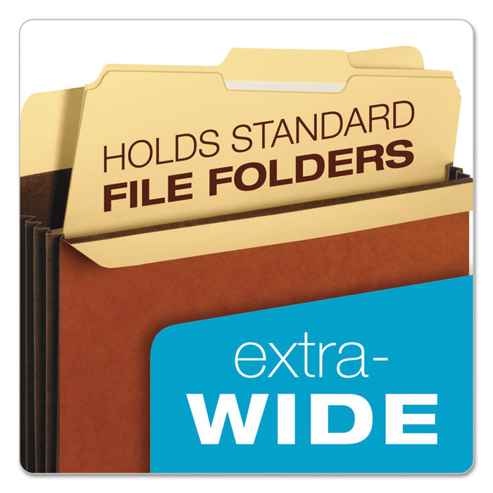 Heavy-Duty File Pockets, 5.25" Expansion, Letter Size, Redrope, 10/Box