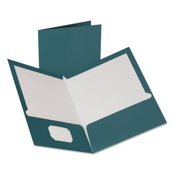 Two-Pocket Laminated Folder, 100-Sheet Capacity, Metallic Teal