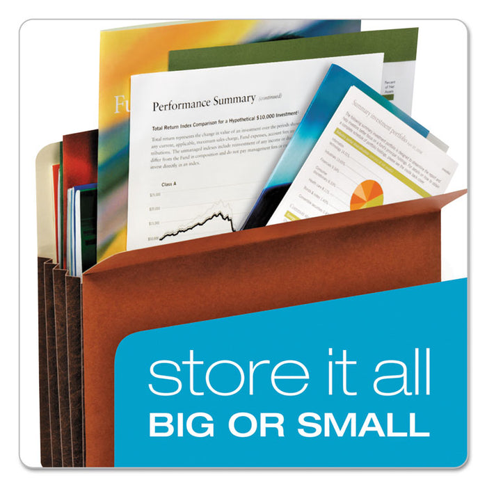 File Pocket w/ Tyvek, 5.25" Expansion, Legal Size, Redrope, 10/Box