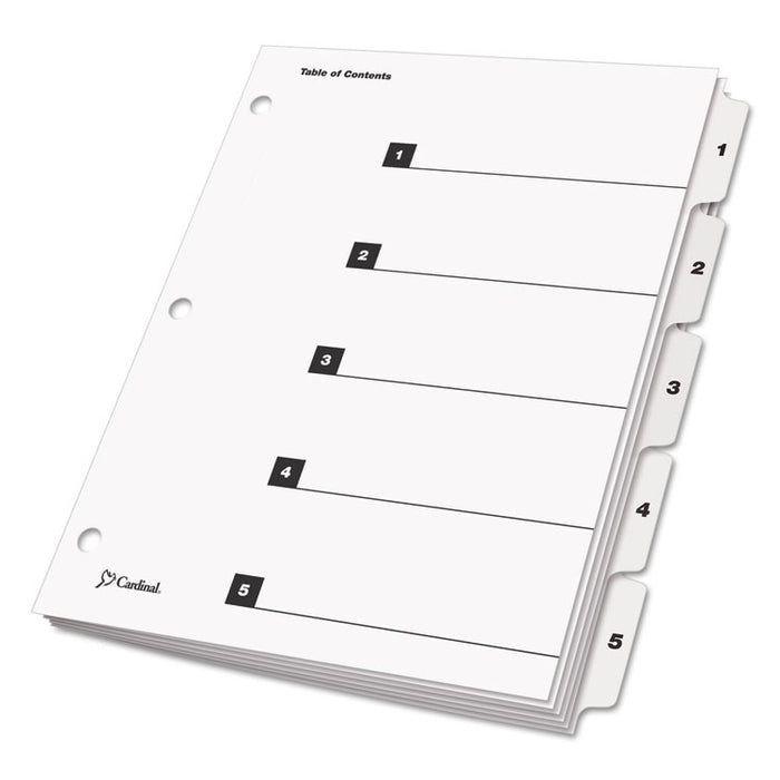 OneStep Printable Table of Contents and Dividers, 5-Tab, 1 to 5, 11 x 8.5, White, 1 Set