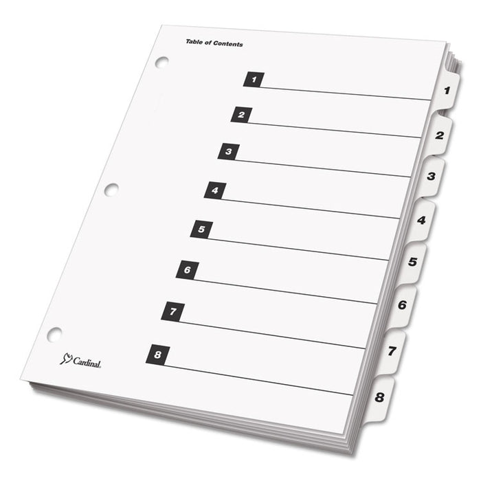 OneStep Printable Table of Contents and Dividers, 8-Tab, 1 to 8, 11 x 8.5, White, 1 Set