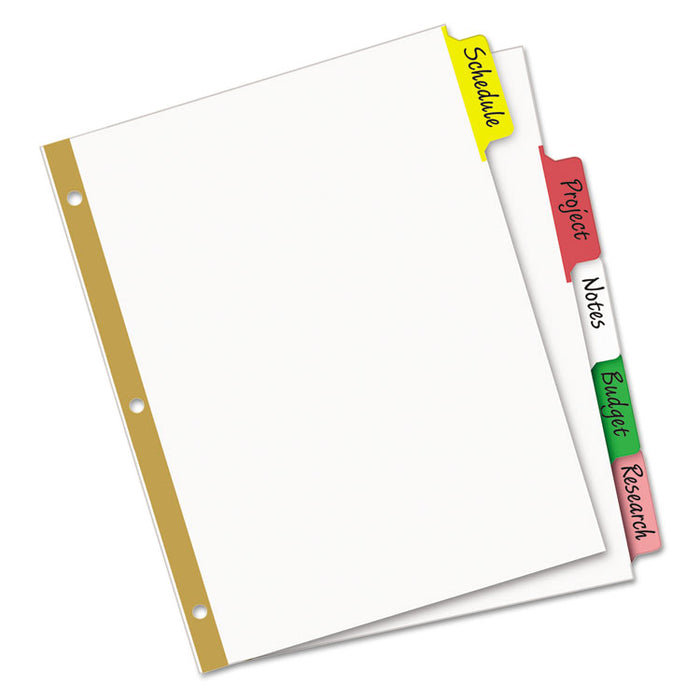 Write and Erase Big Tab Paper Dividers, 5-Tab, Multicolor, Letter