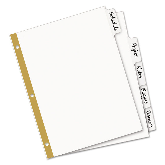 Write and Erase Big Tab Paper Dividers, 5-Tab, White, Letter