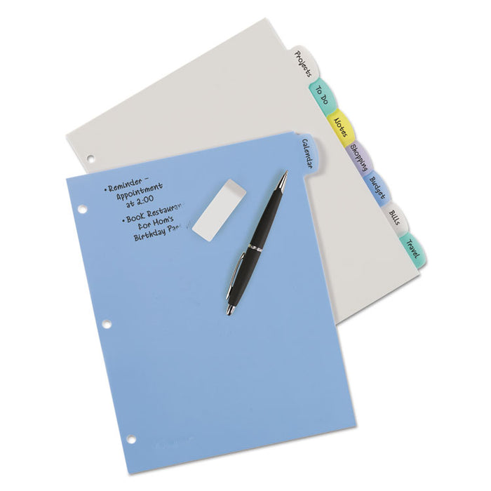 Write and Erase Big Tab Durable Plastic Dividers, 3-Hold Punched, 8-Tab, 11 x 8.5, Assorted, 1 Set