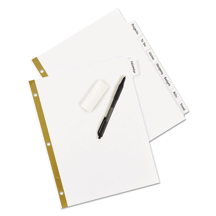 Write & Erase Big Tab Paper Dividers, 8-Tab, White, Letter