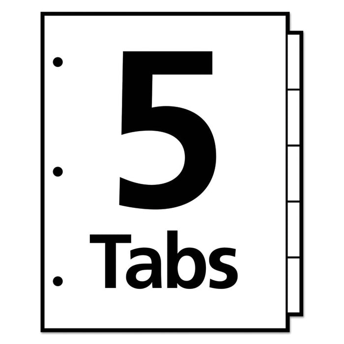 Write and Erase Big Tab Durable Plastic Dividers, 3-Hold Punched, 5-Tab, 11 x 8.5, Assorted, 1 Set