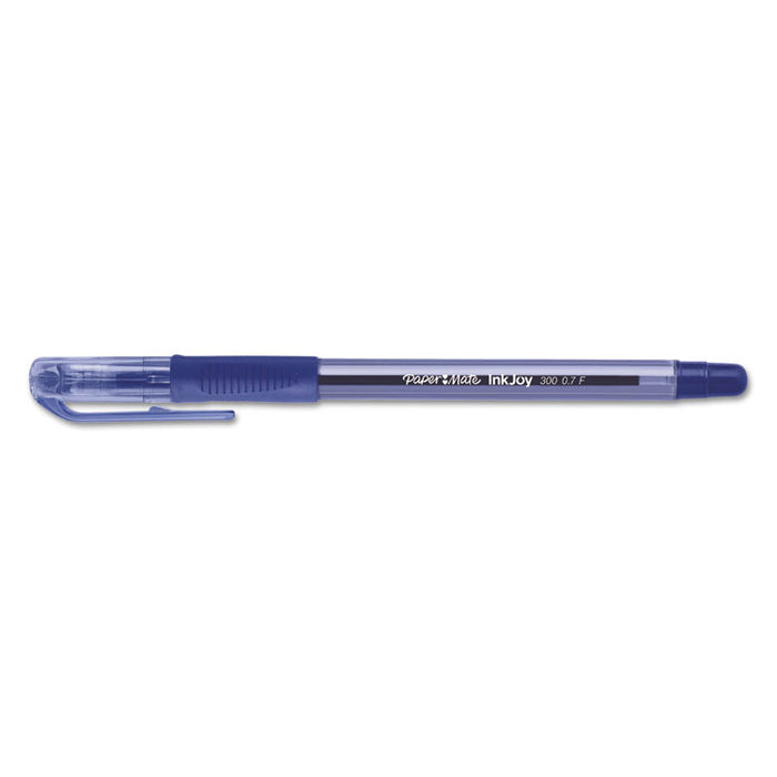 InkJoy 300 Stick Ballpoint Pen, Fine 0.7mm, Blue Ink, Translucent Blue Barrel, Dozen