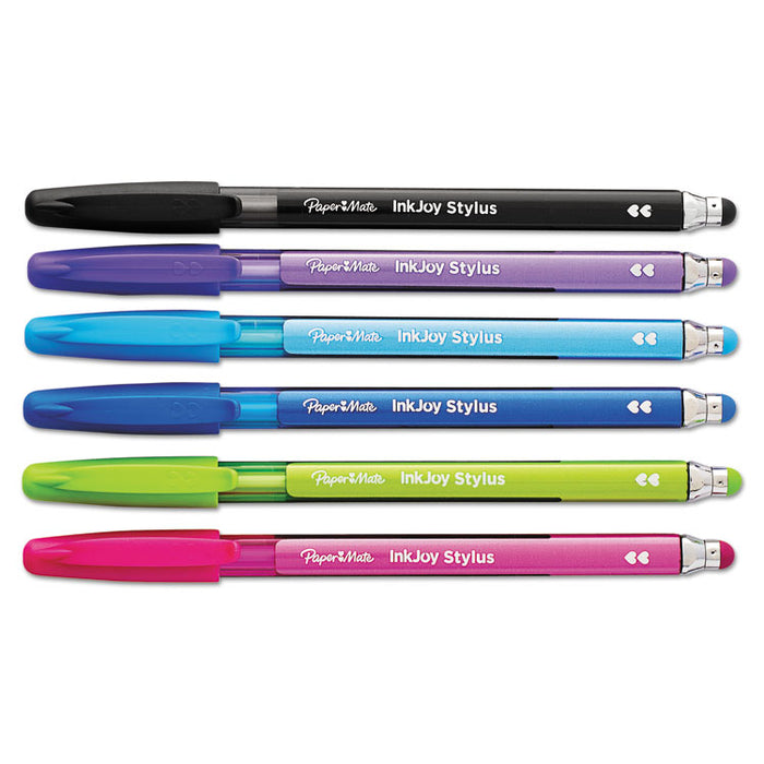 InkJoy 100 Stick Ballpoint Pen/Stylus, 1mm, Assorted Ink/Barrel, Dozen