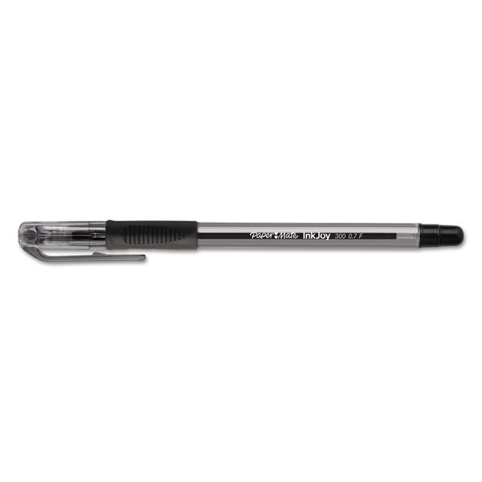 InkJoy 300 Stick Ballpoint Pen, Fine 0.7mm, Black Ink, Smoke Barrel, Dozen