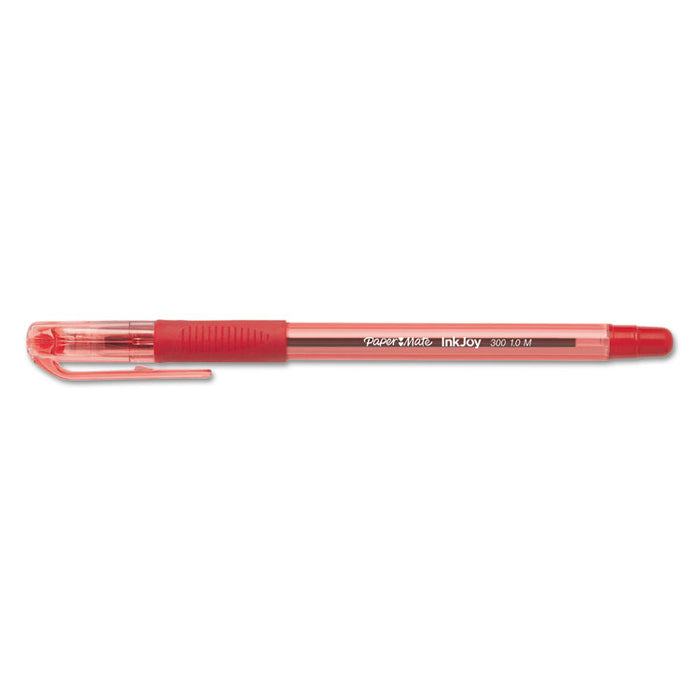 InkJoy 300 Stick Ballpoint Pen, Medium 1mm, Red Ink, Translucent Red Barrel, Dozen