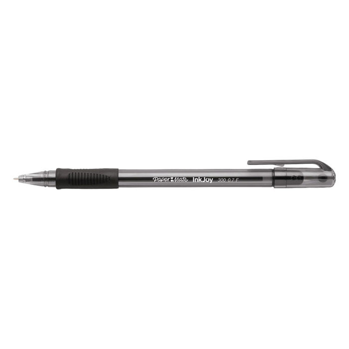 InkJoy 300 Stick Ballpoint Pen, Fine 0.7mm, Black Ink, Smoke Barrel, Dozen