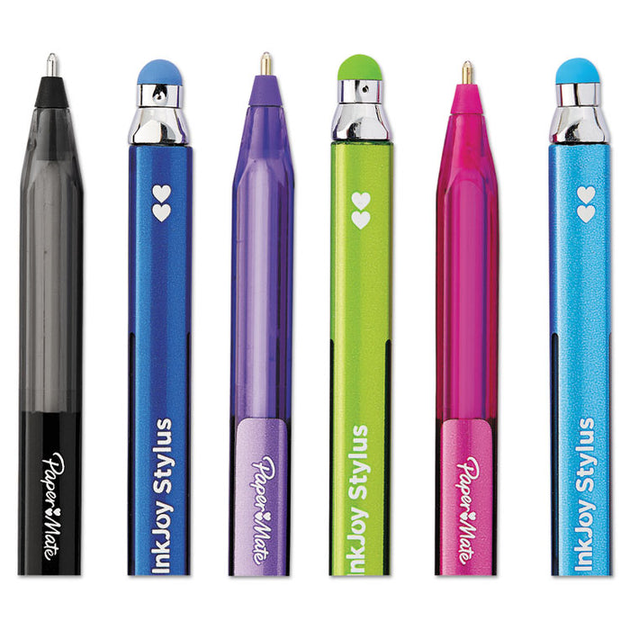 InkJoy 100 Stick Ballpoint Pen/Stylus, 1mm, Assorted Ink/Barrel, Dozen