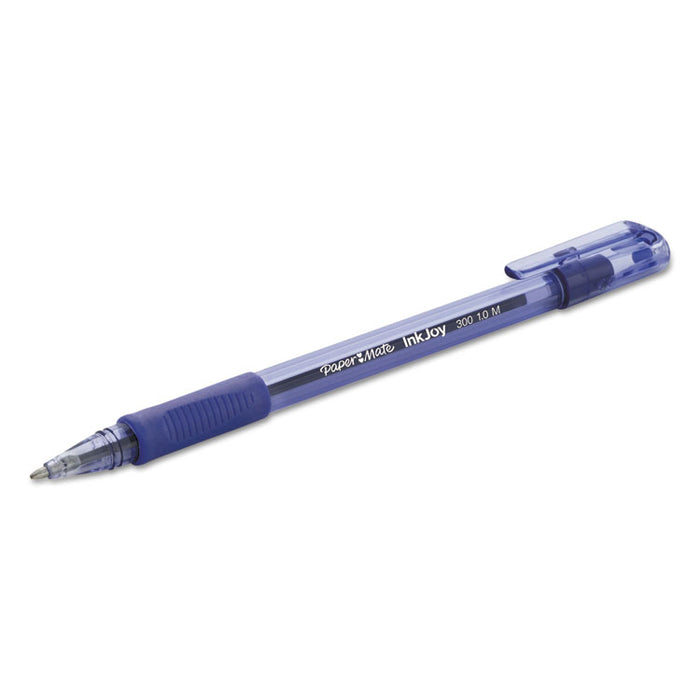 InkJoy 300 Stick Ballpoint Pen, 1mm, Blue Ink, Translucent Blue Barrel, Dozen