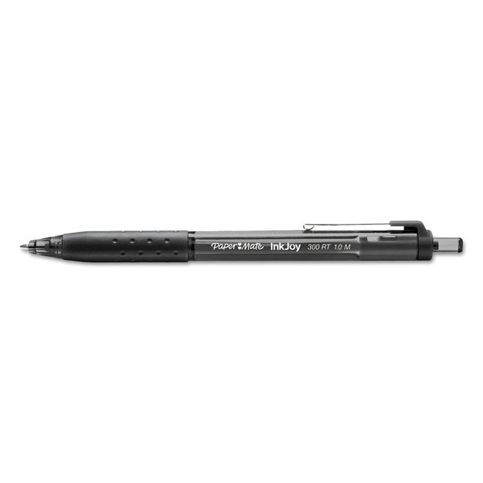 InkJoy 300 RT Ballpoint Pen, Refillable, Retractable, Medium 1 mm, Black Ink, Black Barrel, Dozen