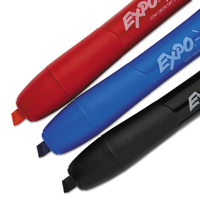 Click Dry Erase Marker, Broad Chisel Tip, Assorted Colors, 3/Set