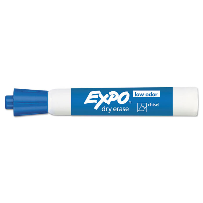 Low-Odor Dry-Erase Marker, Broad Chisel Tip, Blue, Dozen