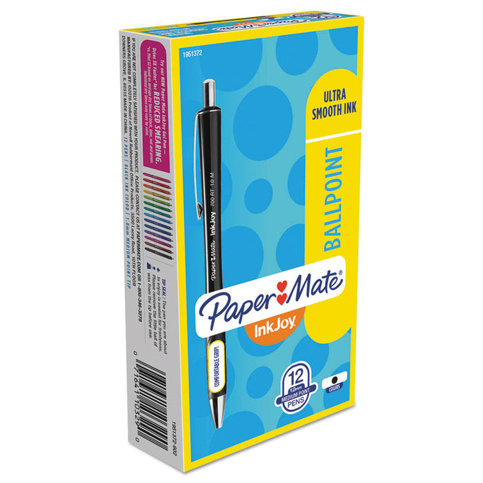 InkJoy 700 RT Retractable Ballpoint Pen, Medium 1mm, Black Ink/Barrel, Dozen