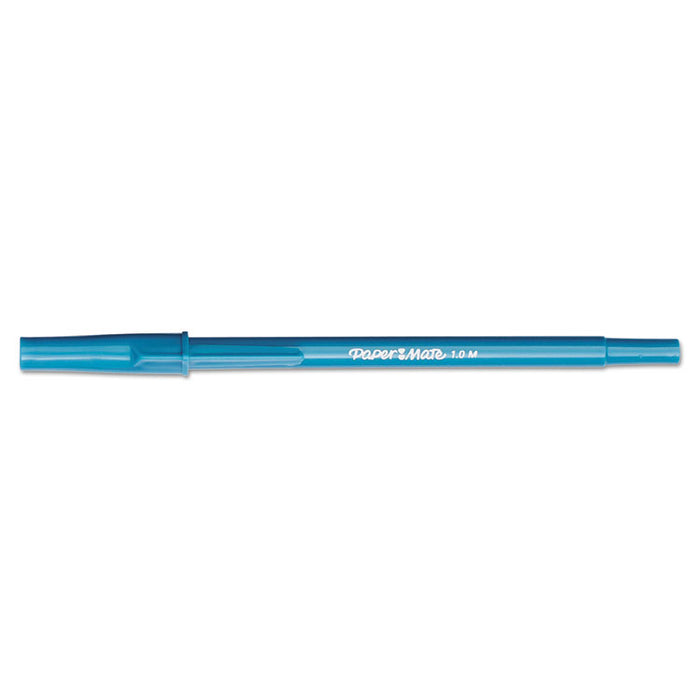 Write Bros. Ballpoint Pen, Stick, Medium 1 mm, Blue Ink, Blue Barrel, Dozen