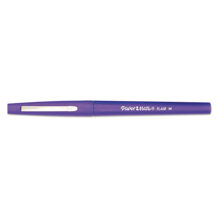 Point Guard Flair Felt Tip Porous Point Pen, Stick, Medium 0.7 mm, Purple Ink, Purple Barrel, Dozen