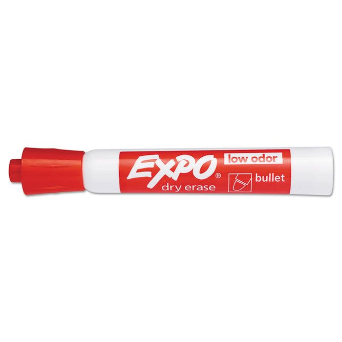 Low-Odor Dry-Erase Marker, Medium Bullet Tip, Red, Dozen