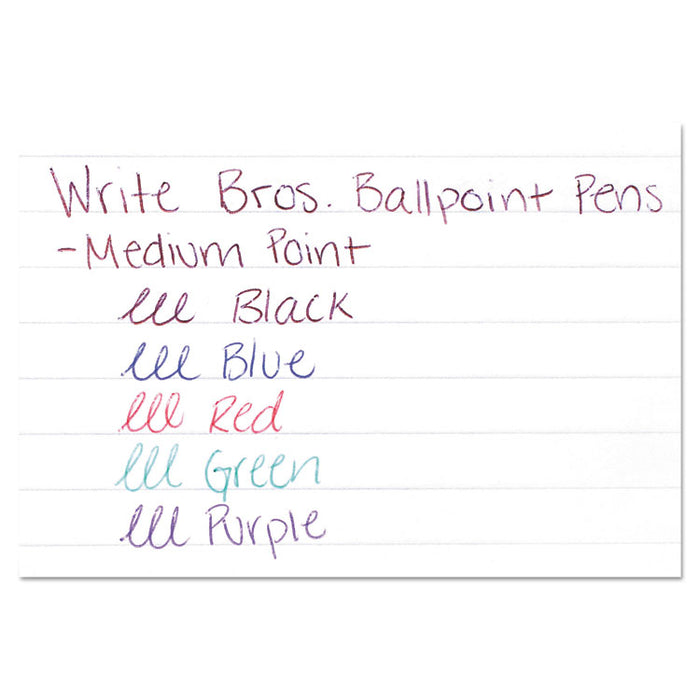 Write Bros. Stick Ballpoint Pen, Medium 1mm, Green Ink/Barrel, Dozen