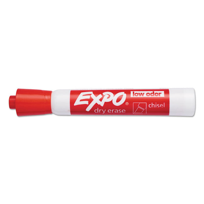 Low-Odor Dry-Erase Marker, Broad Chisel Tip, Red, Dozen