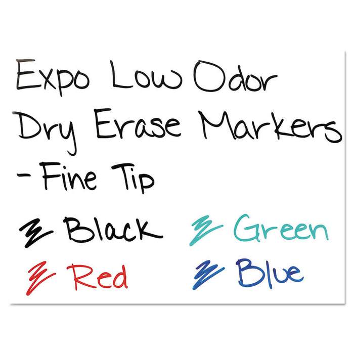 Low-Odor Dry-Erase Marker, Fine Bullet Tip, Assorted Colors, 4/Set