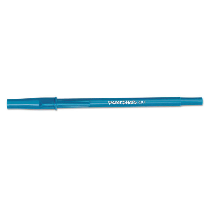 Write Bros. Stick Ballpoint Pen, Fine 0.8mm, Blue Ink/Barrel, Dozen