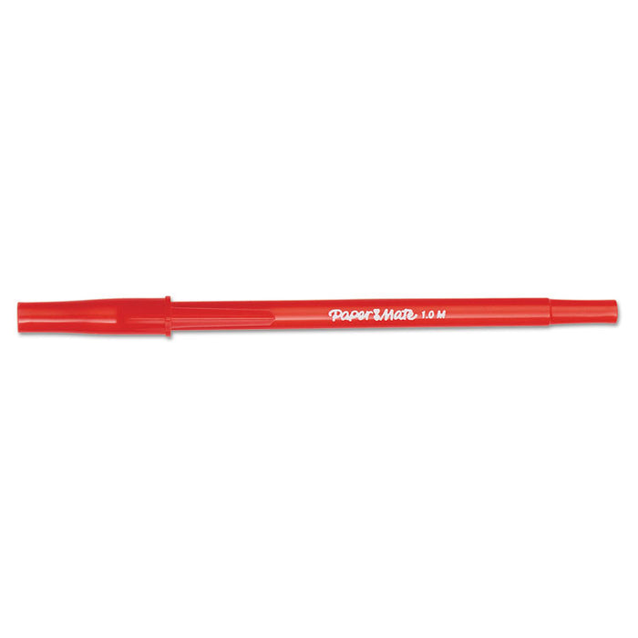 Write Bros. Ballpoint Pen, Stick, Medium 1 mm, Red Ink, Red Barrel, Dozen