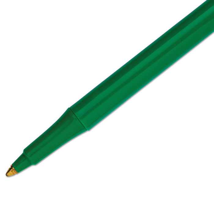 Write Bros. Stick Ballpoint Pen, Medium 1mm, Green Ink/Barrel, Dozen