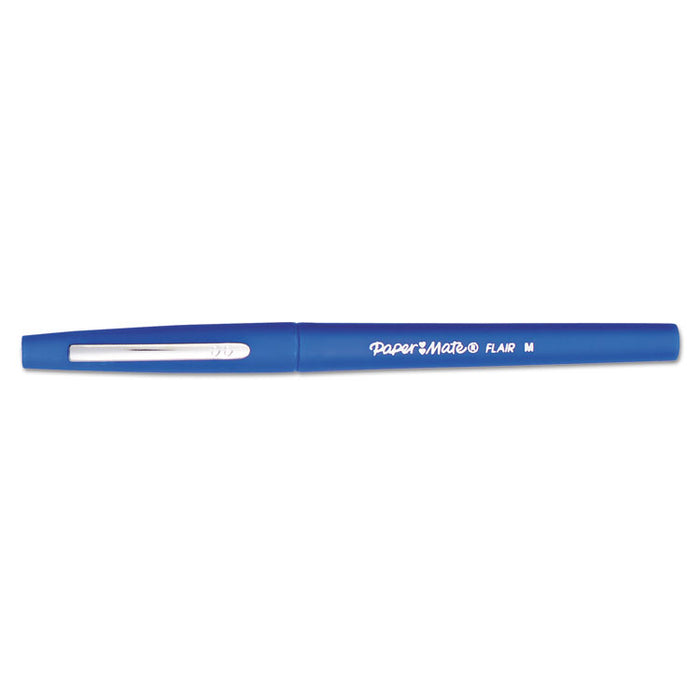 Point Guard Flair Stick Porous Point Pen, Medium 0.7mm, Blue Ink/Barrel, Dozen