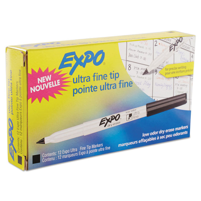 Low-Odor Dry-Erase Marker, Extra-Fine Needle Tip, Black, Dozen