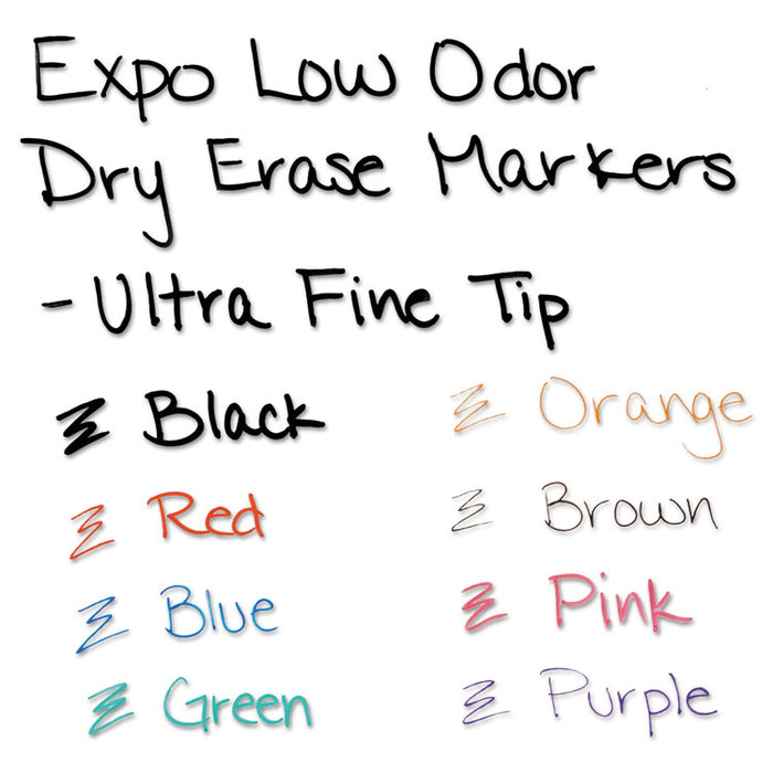 Low-Odor Dry-Erase Marker, Extra-Fine Needle Tip, Assorted Colors, 8/Set