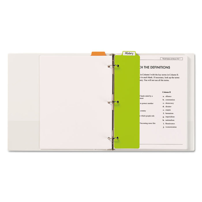 Tabbed Snap-In Bookmark Plastic Dividers, 5-Tab, 11.5 x 3, Assorted, 1 Set