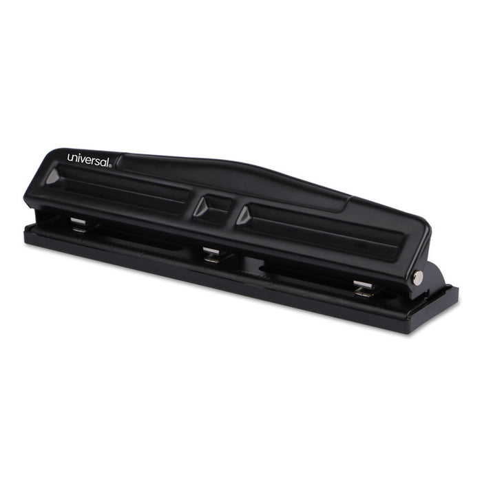 12-Sheet Deluxe Two- and Three-Hole Adjustable Punch, 9/32" Holes, Black