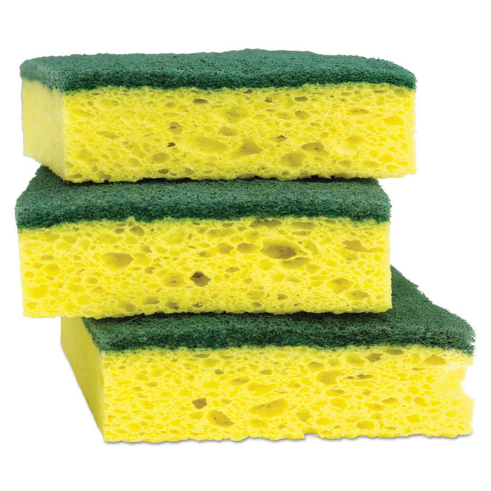 Heavy-Duty Scrub Sponge, 4 1/2 x 2 7/10 x 3/5 Green/Yellow, 3/Pack