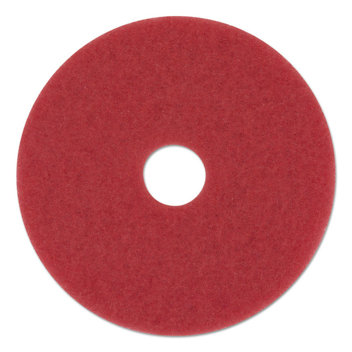 Buffing Floor Pads, 13" Diameter, Red, 5/Carton