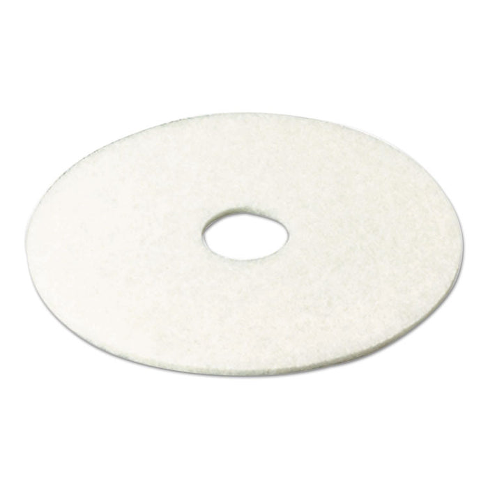 Low-Speed Super Polishing Floor Pads 4100, 12" Diameter, White, 5/Carton