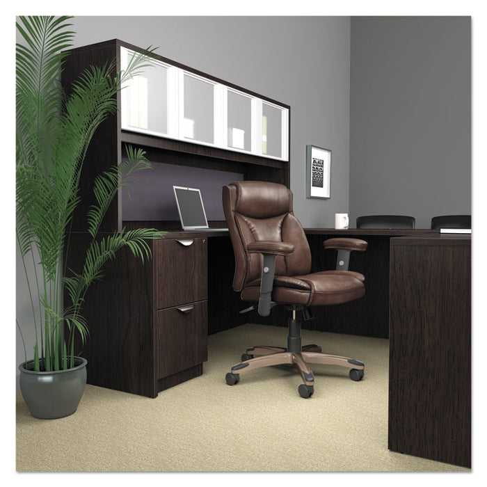 Alera Veon Series Leather Mid-Back Manager's Chair, Supports up to 275 lbs., Brown Seat/Brown Back, Bronze Base