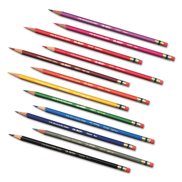 Col-Erase Pencil with Eraser, 0.7 mm, 2B (#1), Assorted Lead/Barrel Colors, Dozen