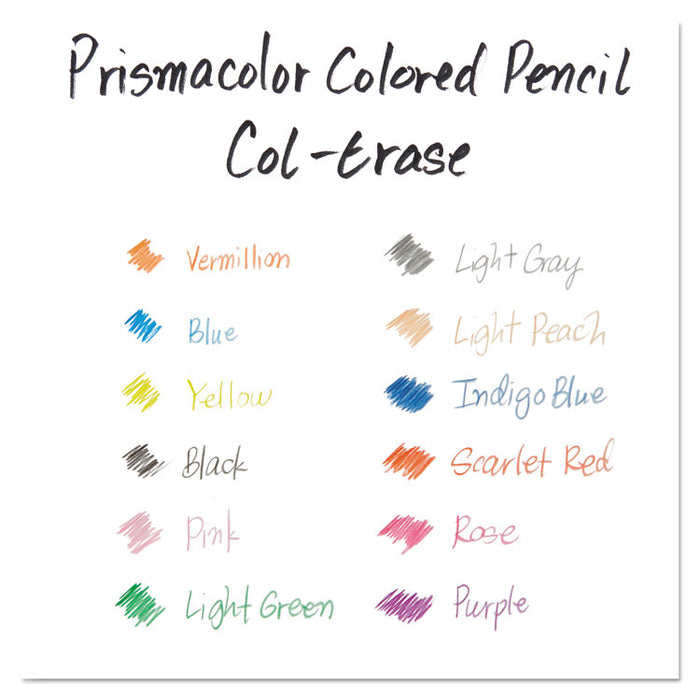 Col-Erase Pencil with Eraser, 0.7 mm, 2B (#1), Assorted Lead/Barrel Colors, 24/Pack