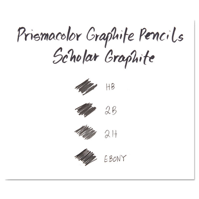 Scholar Graphite Pencil Set, 2 mm, Assorted Lead Hardness Ratings, Black Lead, Dark Green Barrel, 4/Set