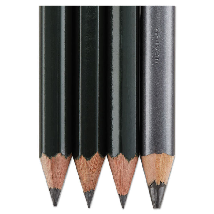 Scholar Graphite Pencil Set, 2 mm, Assorted Lead Hardness Ratings, Black Lead, Dark Green Barrel, 4/Set