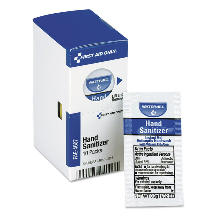 Hand Sanitizer Packets for SmartCompliance First Aid Kits, Clean, 0.9 g, 10/Box