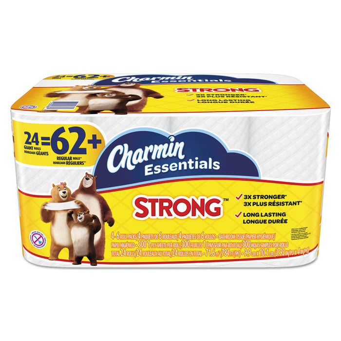 Essentials Strong Bathroom Tissue, Septic Safe, 1-Ply, White, 4 x 3.92, 300/Roll, 24 Roll/Pack