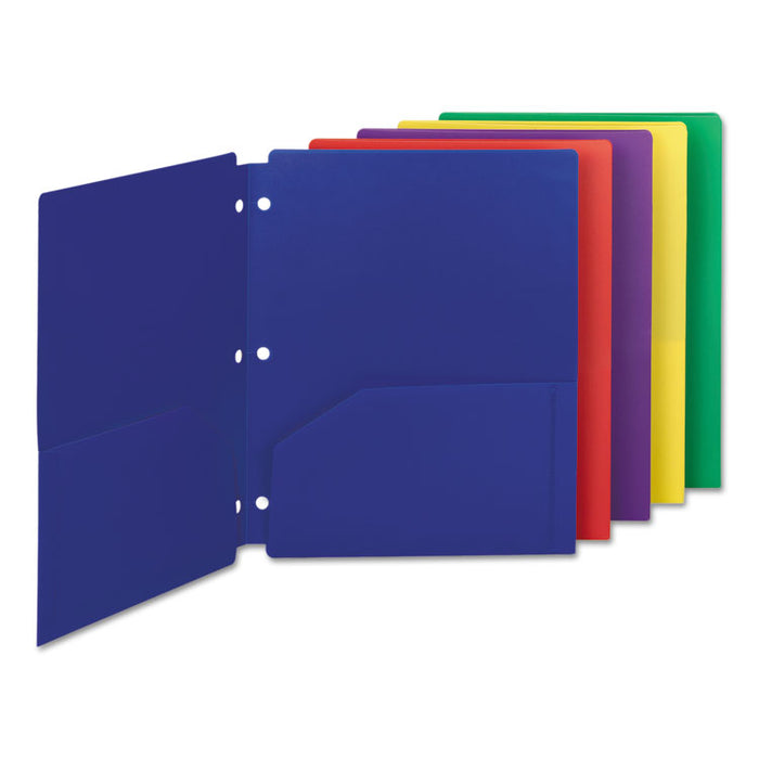Poly Snap-In Two-Pocket Folder, 11 x 8 1/2, Assorted, 10/Pack