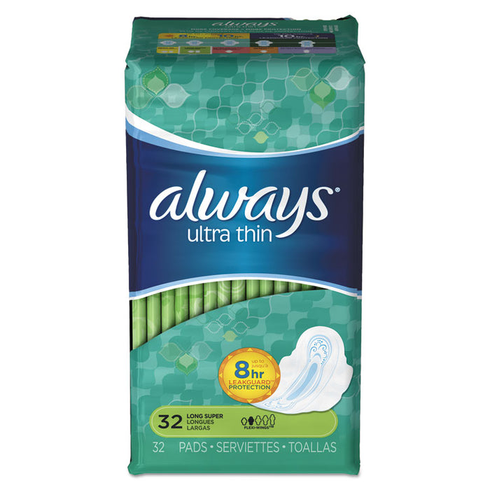 Ultra Thin Pads with Wings, Super Long, 32/Pack
