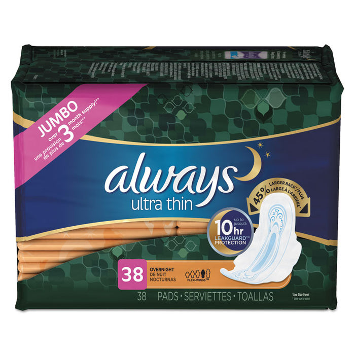 Ultra Thin Overnight Pads with Wings, 38/Pack
